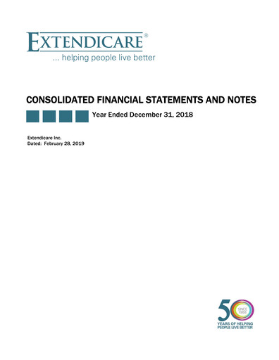Thumbnail Extendicare Financial Statement 2018