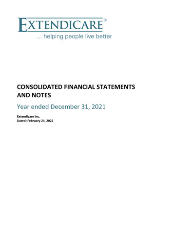 Thumbnail Extendicare Financial Statement 2021
