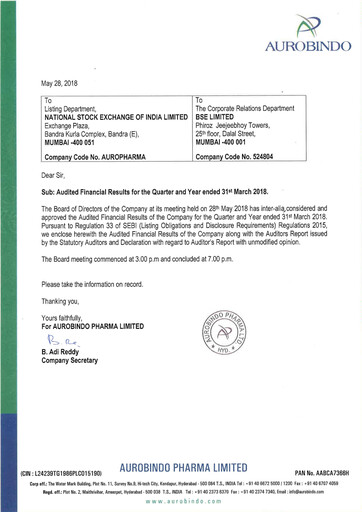 Thumbnail Aurobindo Pharma
 Financial Statement 2017-2018