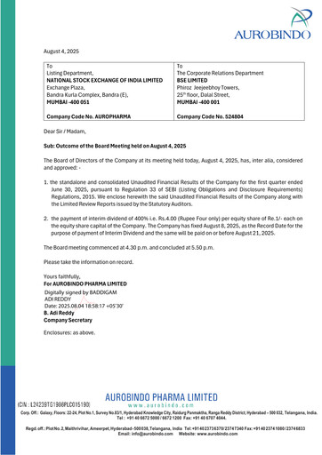 Thumbnail Aurobindo Pharma
 Quarterly Report 2025-q1