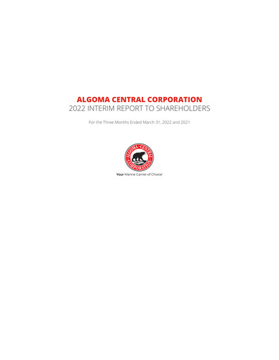 Thumbnail Algoma Central Corporation Quarterly Report 2022-q1