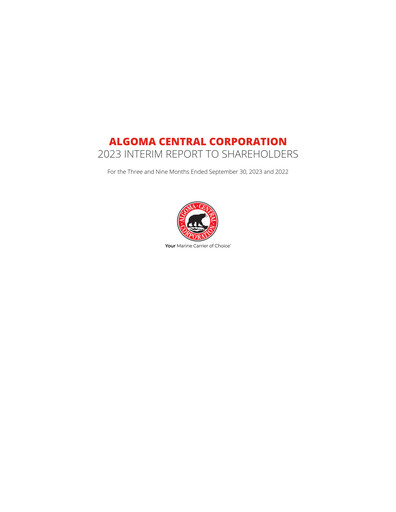 Thumbnail Algoma Central Corporation Quarterly Report 2023-q3
