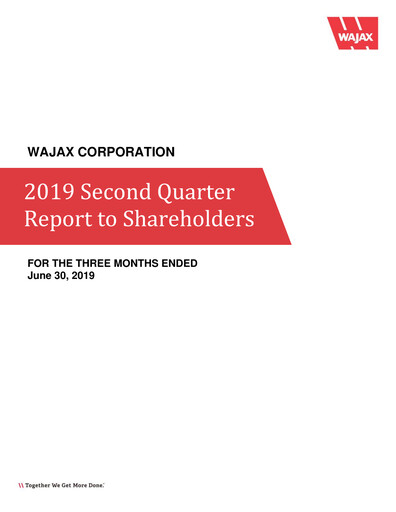 Thumbnail Wajax Corporation Quarterly Report 2019-q2