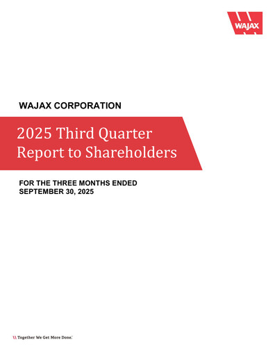 Vorschaubild Wajax Corporation Quartalsbericht 2025-q3