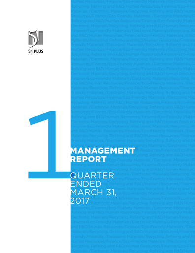 Vorschaubild 5N Plus Finanzbericht 2017-q1