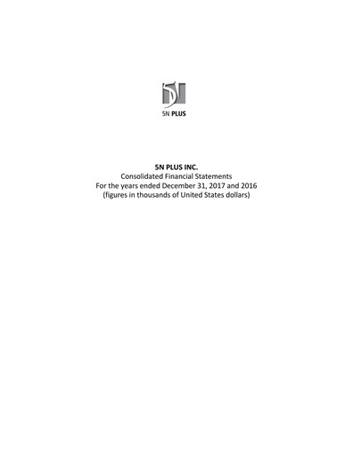 Thumbnail 5N Plus Financial Statement 2017