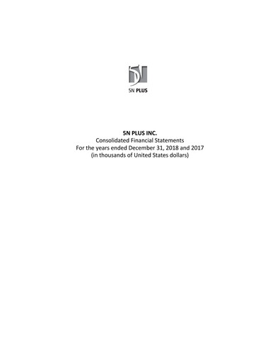 Thumbnail 5N Plus Financial Statement 2018