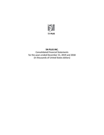 Thumbnail 5N Plus Financial Statement 2019