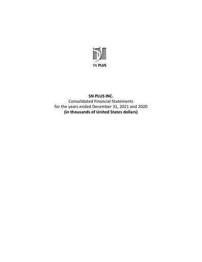 Thumbnail 5N Plus Financial Statement 2021