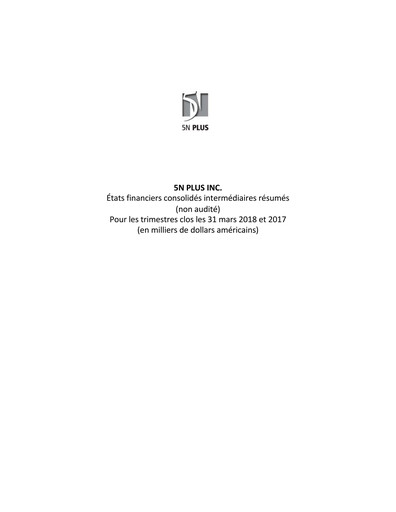 Thumbnail 5N Plus Financial Statement 2018-q1