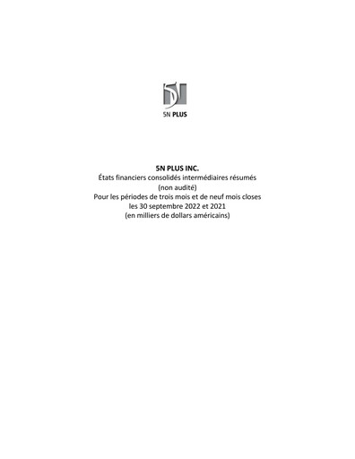 Vorschaubild 5N Plus Quartalsbericht 2022-q3