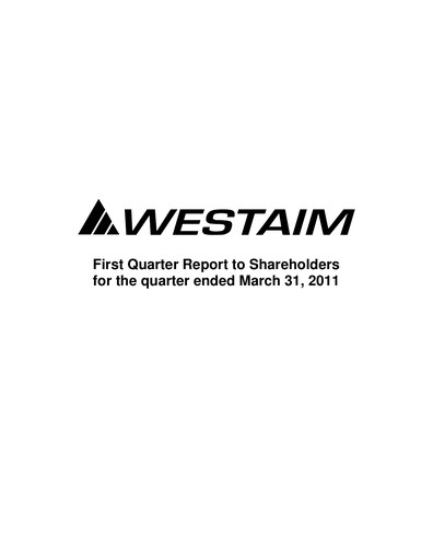 Thumbnail The Westaim Corporation Quarterly Report 2011-q1