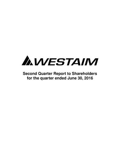 Thumbnail The Westaim Corporation Quarterly Report 2016-q2