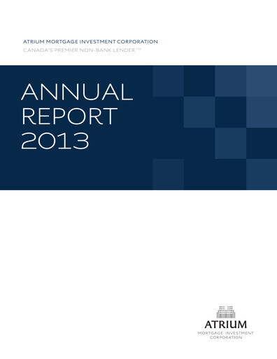 Thumbnail Atrium Mortgage Investment Annual Report 2013