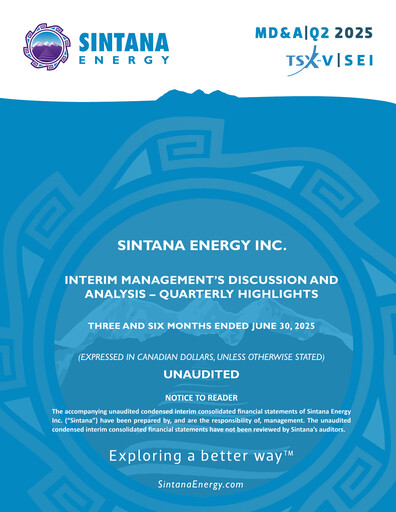 Thumbnail Sintana Energy Quarterly Report 2025-q2