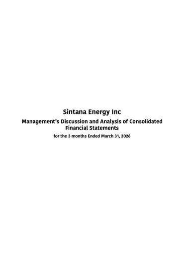 Miniature Sintana Energy Rapport trimestriel 2026-q1