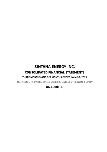 Vorschaubild Sintana Energy Quartalsbericht 2026-q2