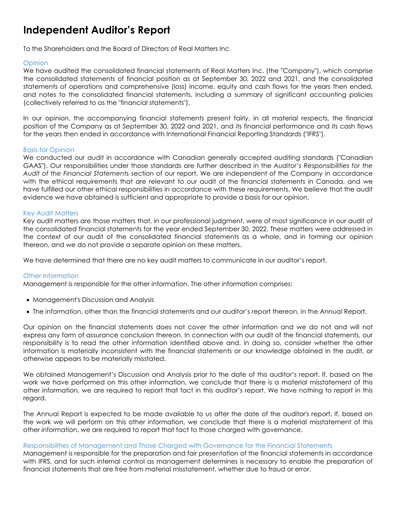 Thumbnail Real Matters Financial Statement fy2022