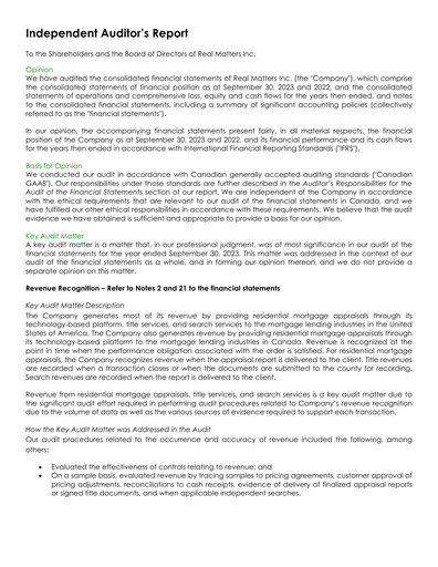 Thumbnail Real Matters Financial Statement fy2023