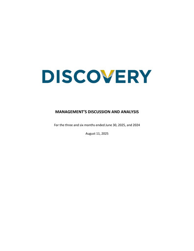 Vorschaubild Discovery Silver Corp. Quartalsbericht 2025-q2