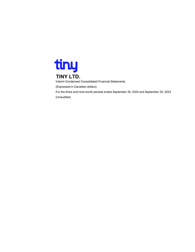 Thumbnail Tiny Ltd. Quarterly Report 2024-q3