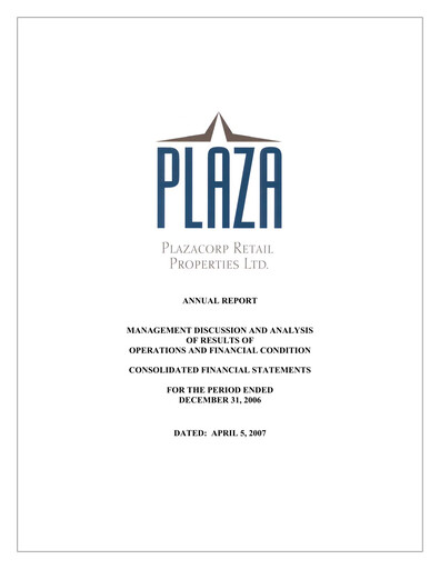 Thumbnail Plaza Retail REIT Annual Report 2006