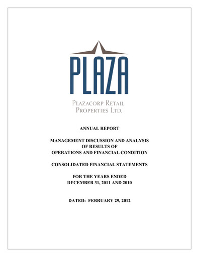 Thumbnail Plaza Retail REIT Annual Report 2011