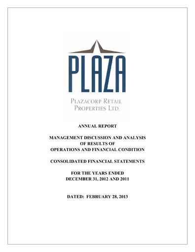 Thumbnail Plaza Retail REIT Annual Report 2012