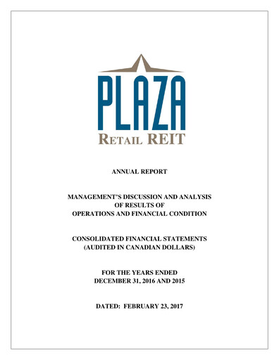 Thumbnail Plaza Retail REIT Annual Report 2016