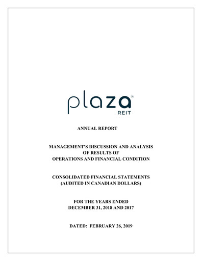 Thumbnail Plaza Retail REIT Annual Report 2018