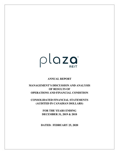 Thumbnail Plaza Retail REIT Annual Report 2019