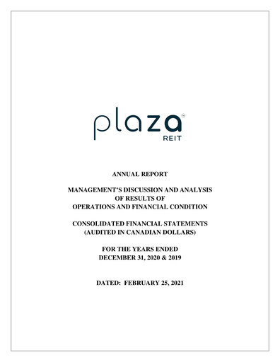 Thumbnail Plaza Retail REIT Annual Report 2020