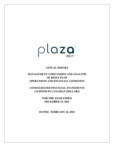 Thumbnail Plaza Retail REIT Annual Report 2021