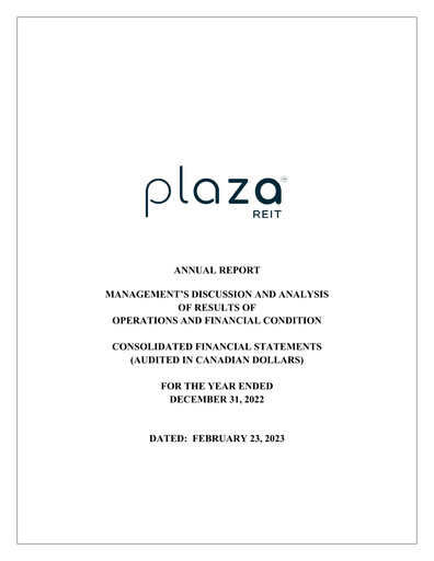 Thumbnail Plaza Retail REIT Annual Report 2022