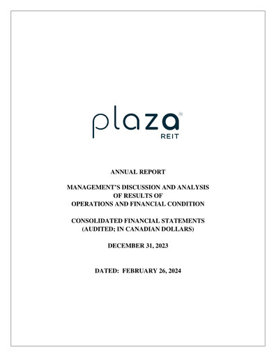 Thumbnail Plaza Retail REIT Annual Report 2023