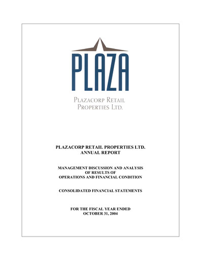 Thumbnail Plaza Retail REIT Annual Report fy2004