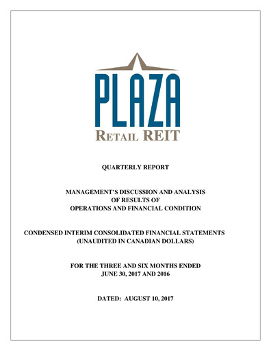 Thumbnail Plaza Retail REIT Quarterly Report 2017-q2