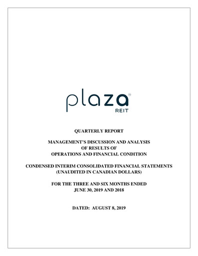Thumbnail Plaza Retail REIT Quarterly Report 2019-q2