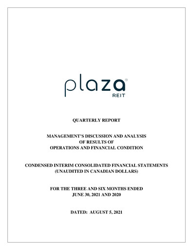 Thumbnail Plaza Retail REIT Quarterly Report 2021-q2