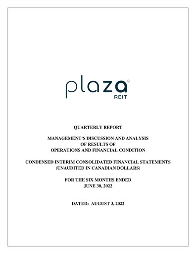 Thumbnail Plaza Retail REIT Quarterly Report 2022-q2
