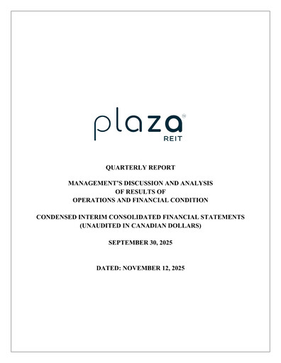 Thumbnail Plaza Retail REIT Quarterly Report 2025-q3