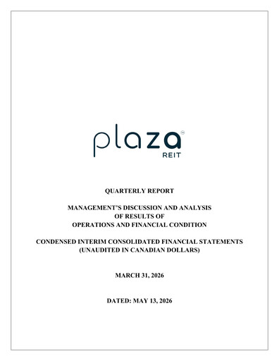 Thumbnail Plaza Retail REIT Quarterly Report 2026-q1