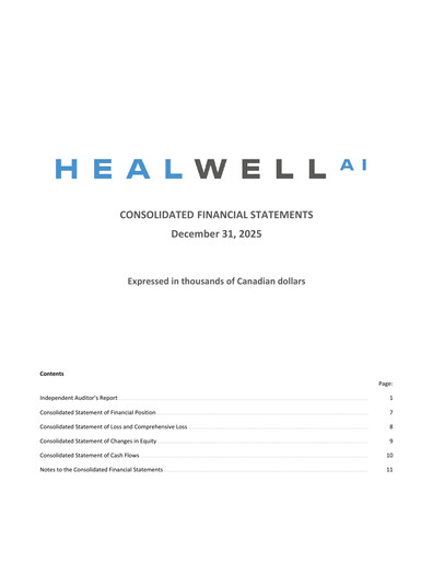 Thumbnail Healwell AI Financial Statement 2025