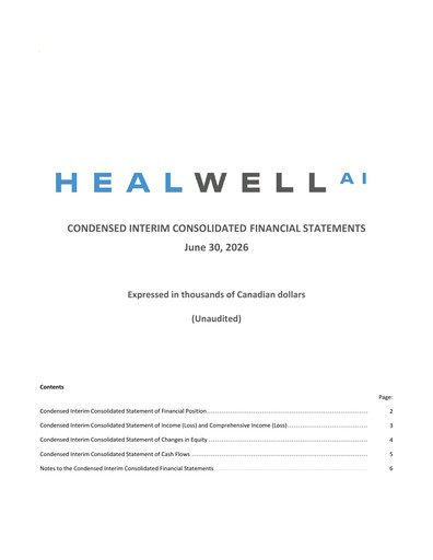 Thumbnail Healwell AI Financial Statement 2026-q2