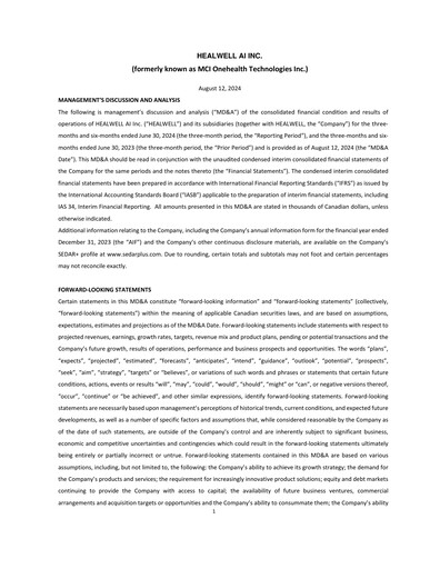 Miniature Healwell AI Rapport trimestriel 2024-q2