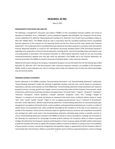 Miniature Healwell AI Rapport trimestriel 2025-q1