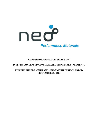 Thumbnail Neo Performance Materials Quarterly Report 2018-q3