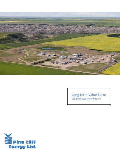 Miniature Pine Cliff Energy Rapport trimestriel 2026-q1