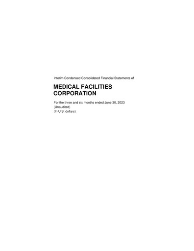 Thumbnail Medical Facilities Corporation Quarterly Report 2023-q2