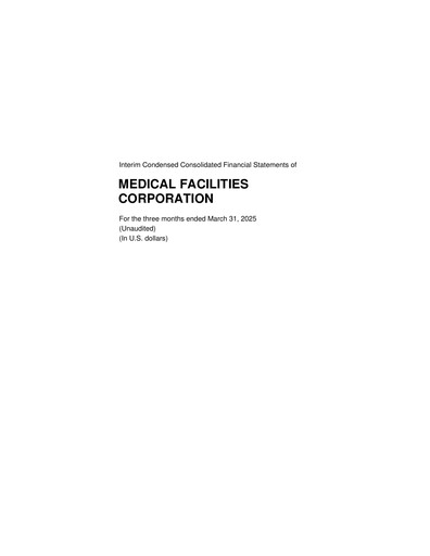 Thumbnail Medical Facilities Corporation Quarterly Report 2025-q1